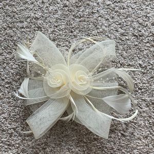 Sytaitp Women's Feather Fascinators Hat(Beige)